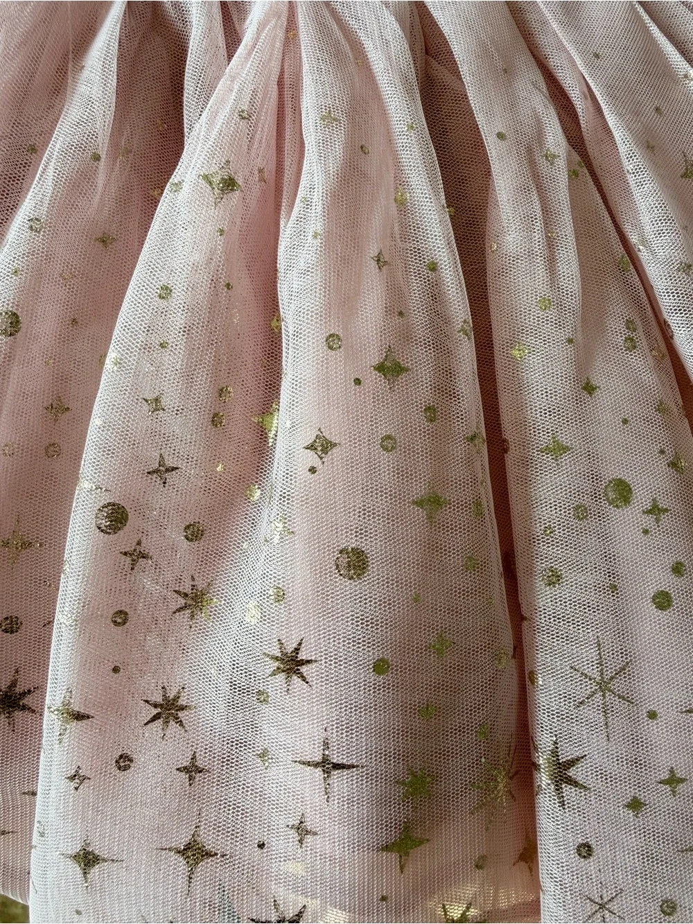 Hanna Andersson Pink Long-Sleeve Tulle Dress with Gold Star Detail